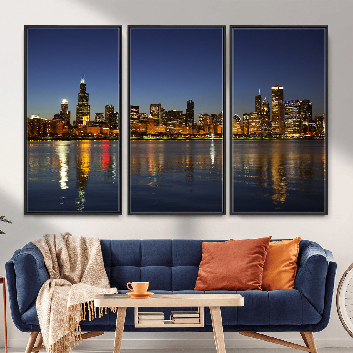 Chicago Wall Art Canvas Print - Chicago City Downtown Night