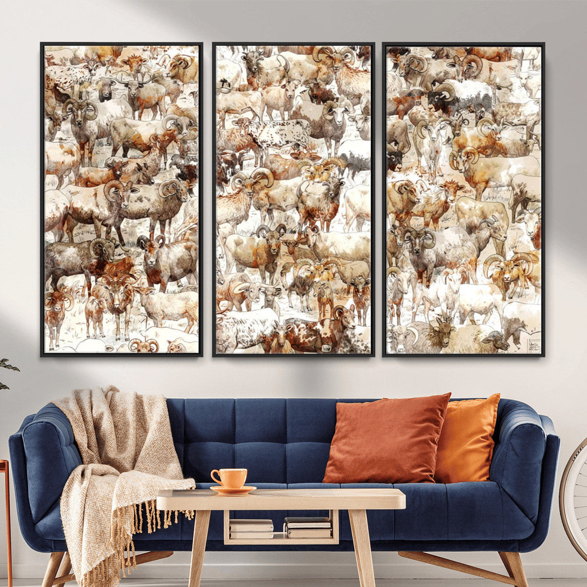 Farmhouse Bighorn Sheep Wall Art Canvas Print - Abstract