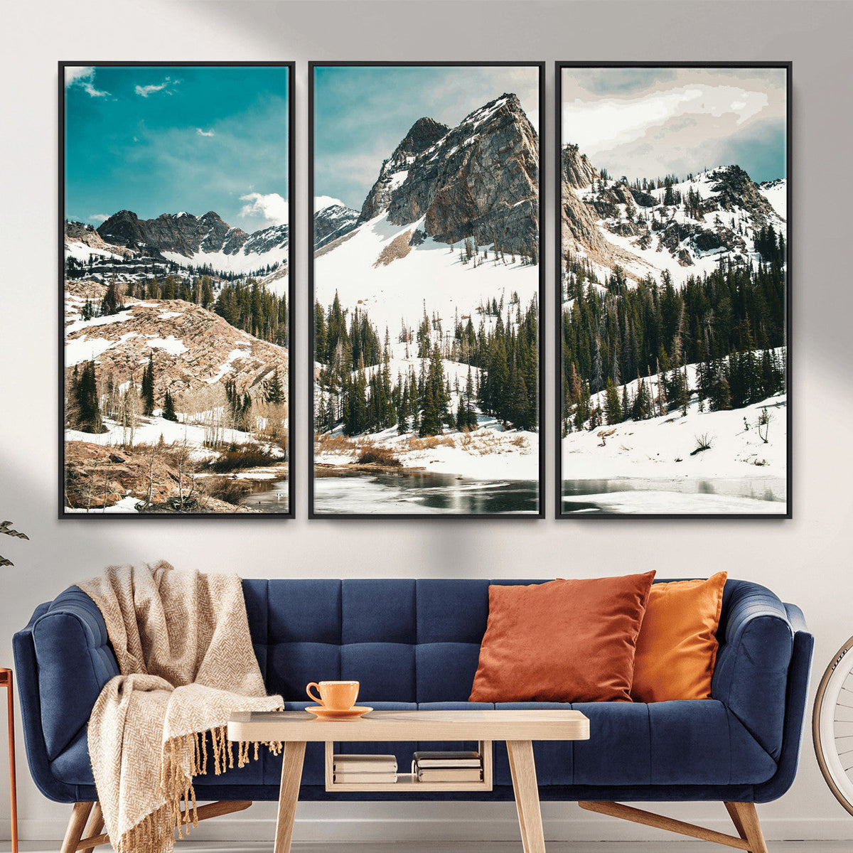 Snowy Mountain Wall Art Canvas Print, Alpine Pine Forest