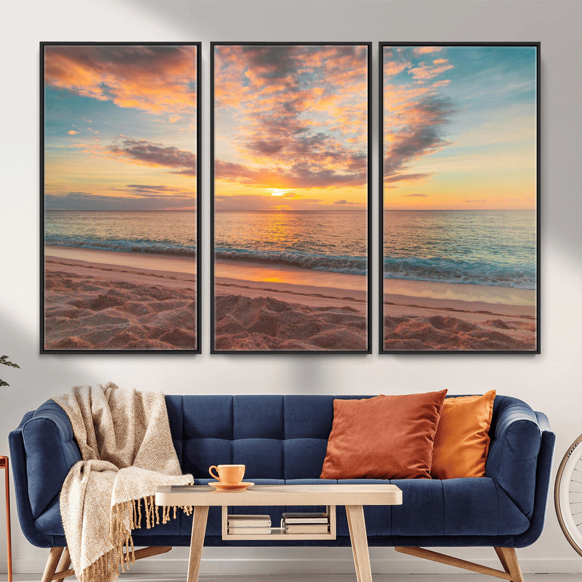 Sunset Beach Wall Art Canvas Print – Soft Coastal