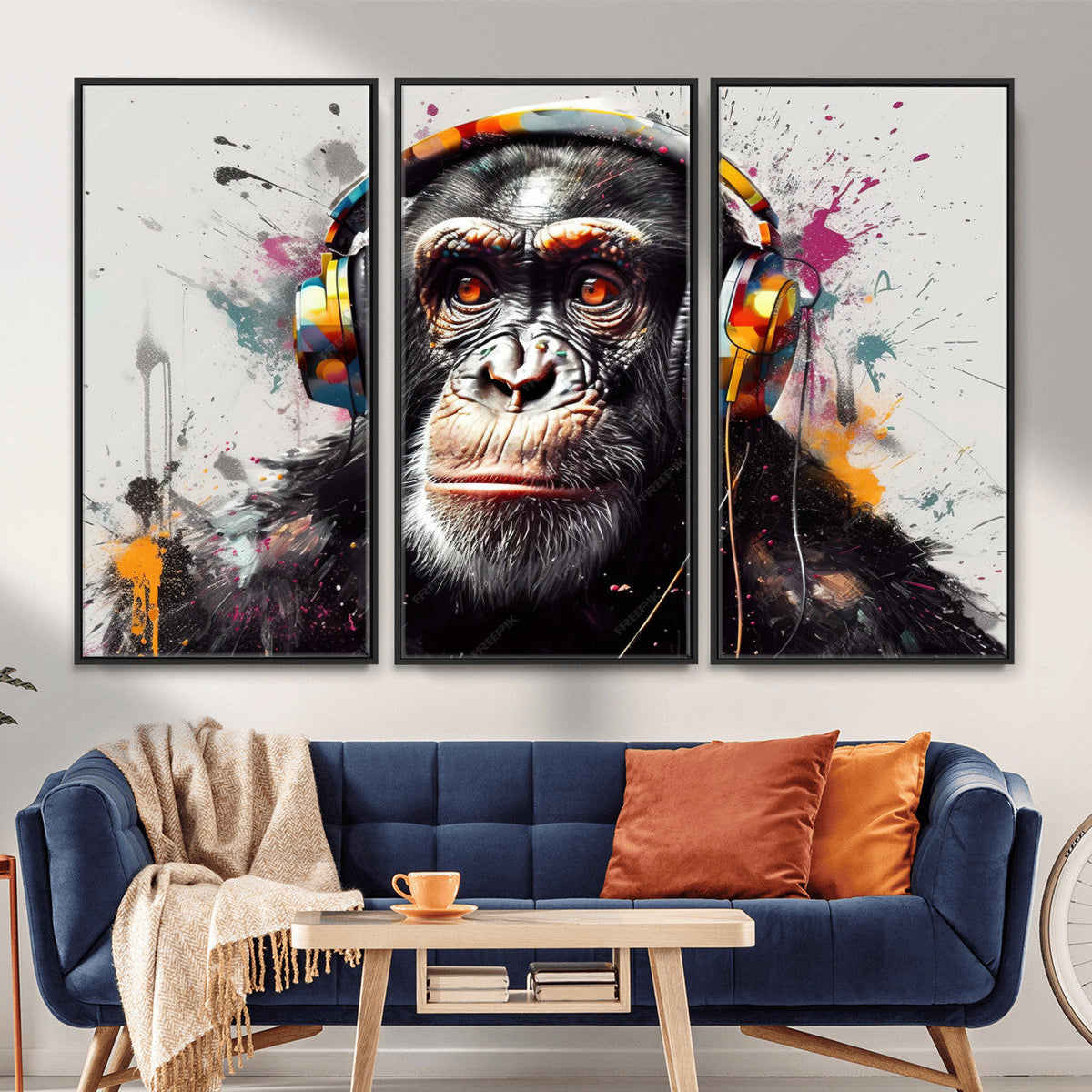 Dj Monkey Wall Art Canvas Print – Colorful Pop Art Banksy