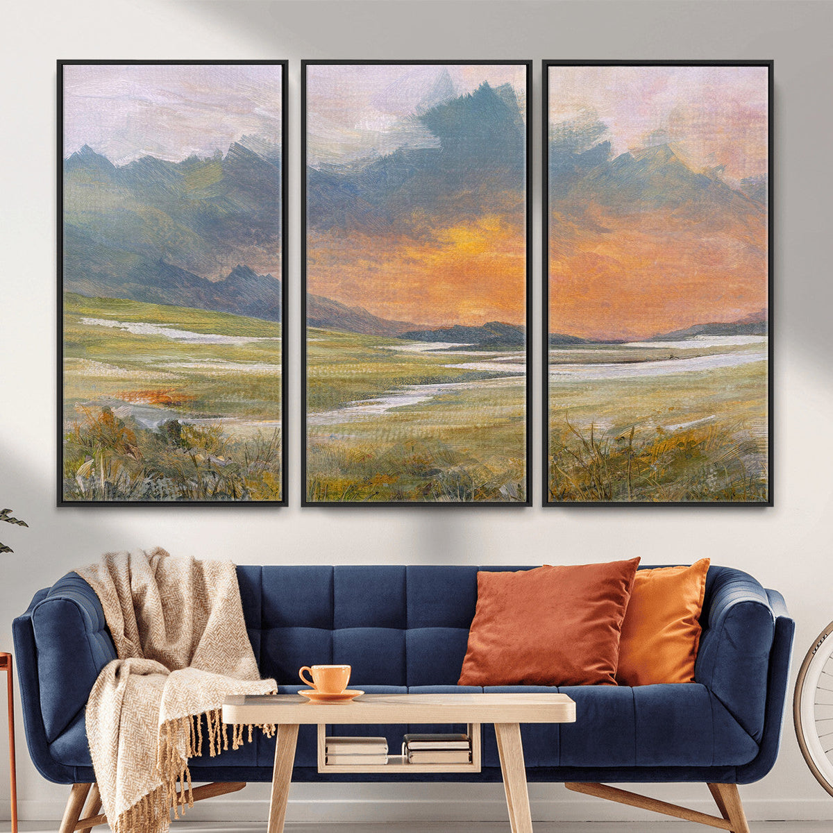 Mountain Sunset Wall Art Canvas Print Vintage Landscape