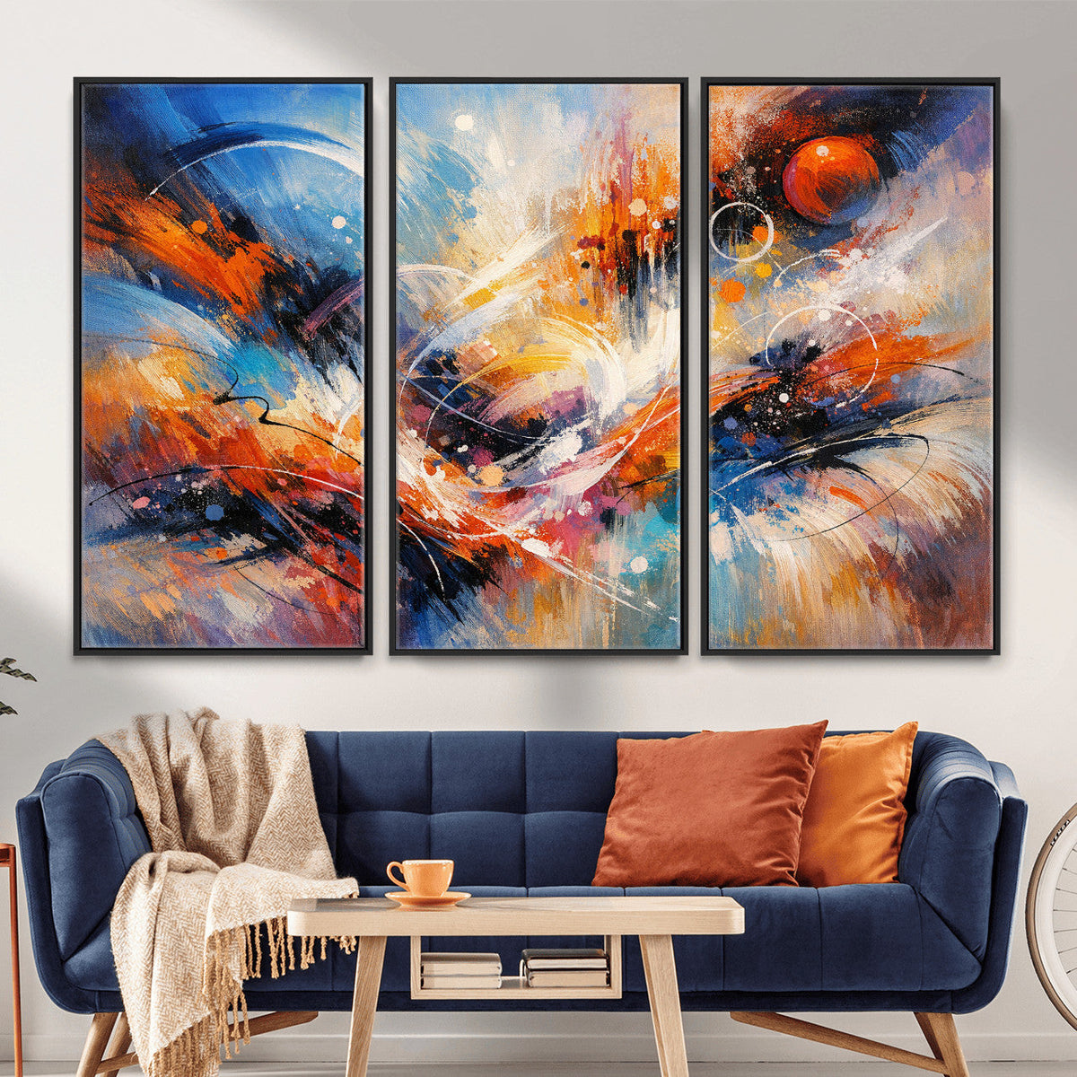 Lyrical Abstraction Wall Art Canvas Print, Orange Blue
