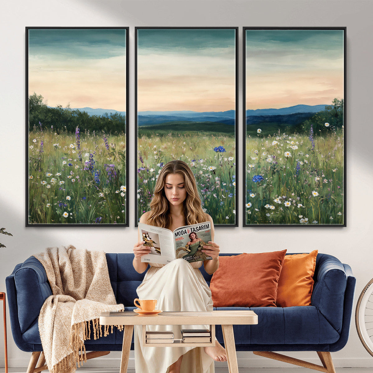 Wildflower Meadow Oil Painting Canvas — Daisy Lavender
