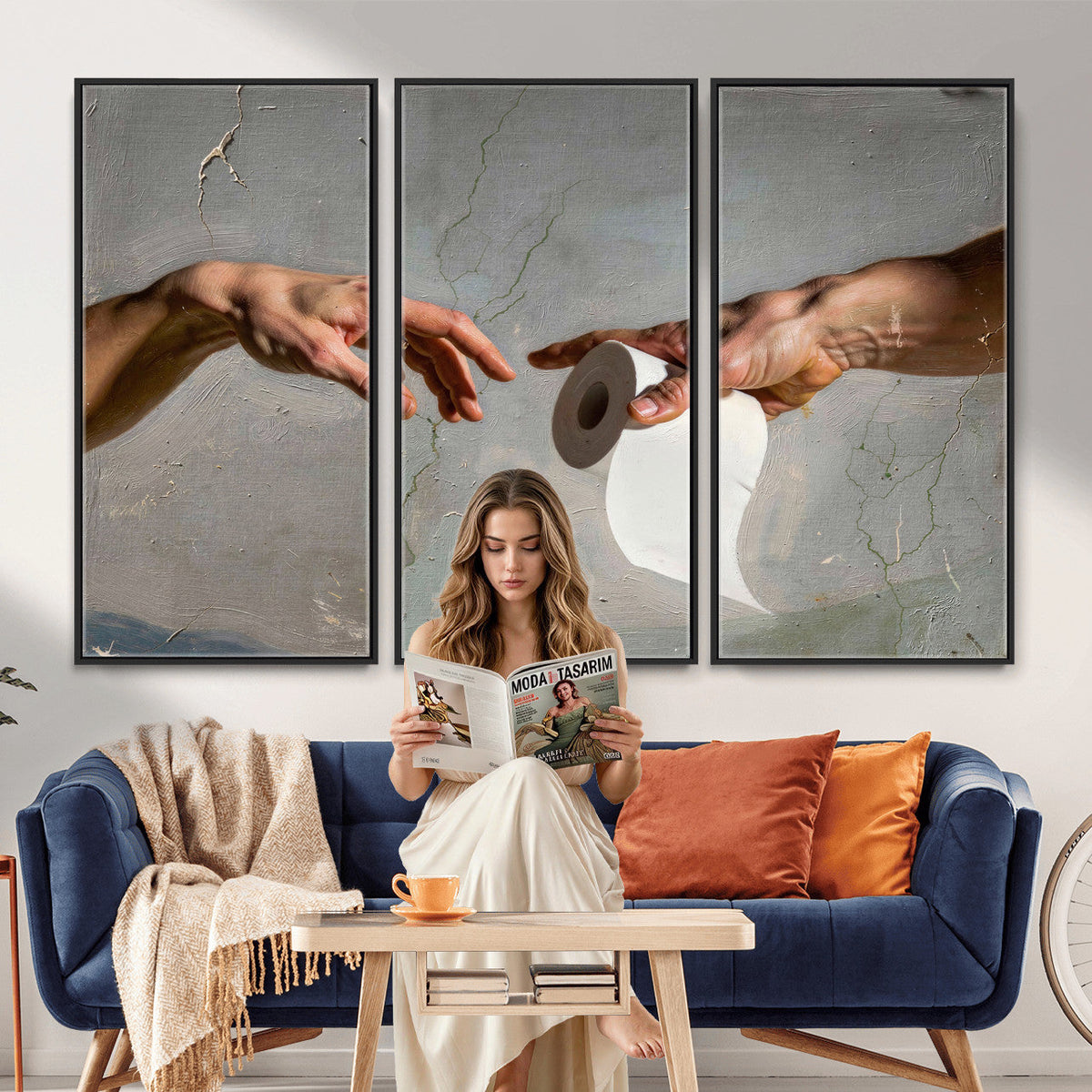 Funny Bathroom Wall Art Canvas, Creation of Toilet Paper