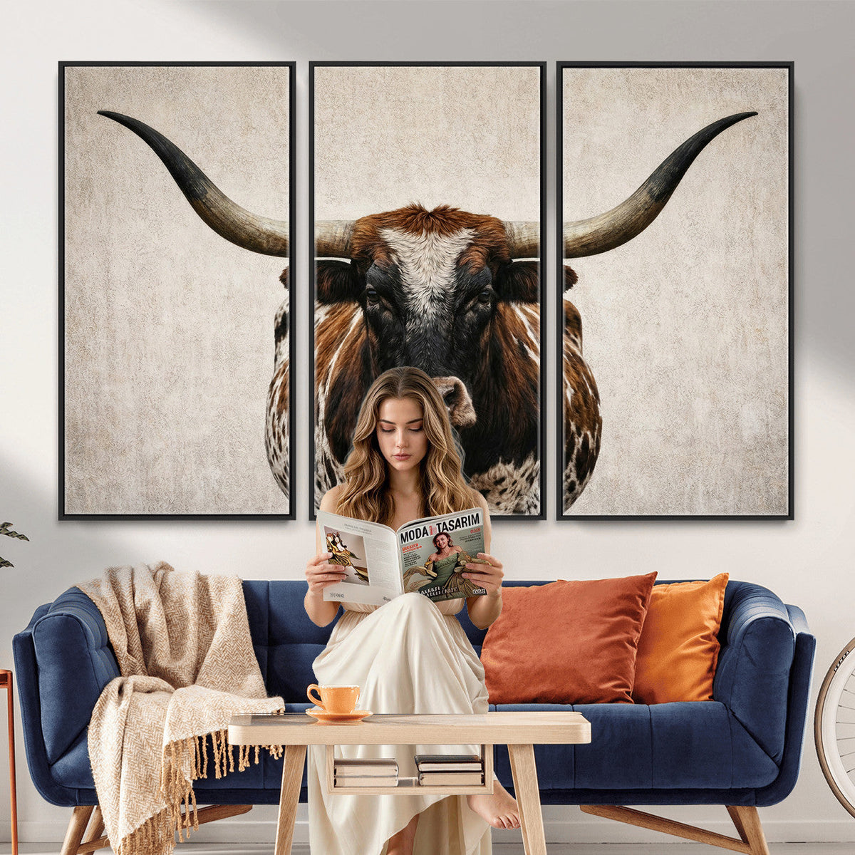 Texas Longhorn Canvas Wall Art Western Bull Desert Moody
