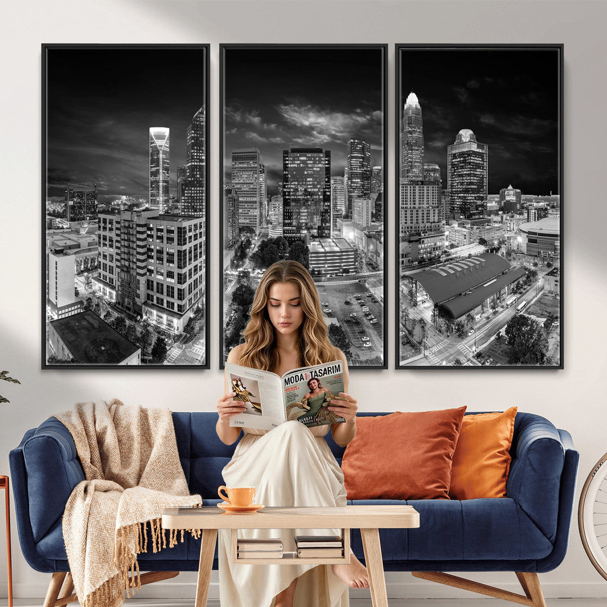 Charlotte Skyline Canvas Wall Art Print – North Carolina Cityscape Photography Print
