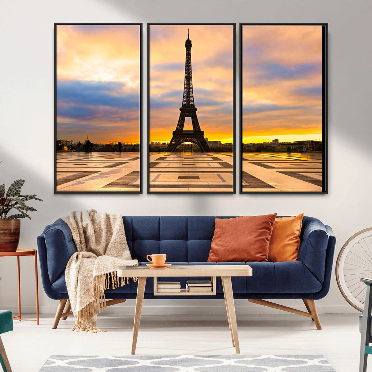 Paris Eiffel Tower Sunset Canvas Wall Art Print - Iconic