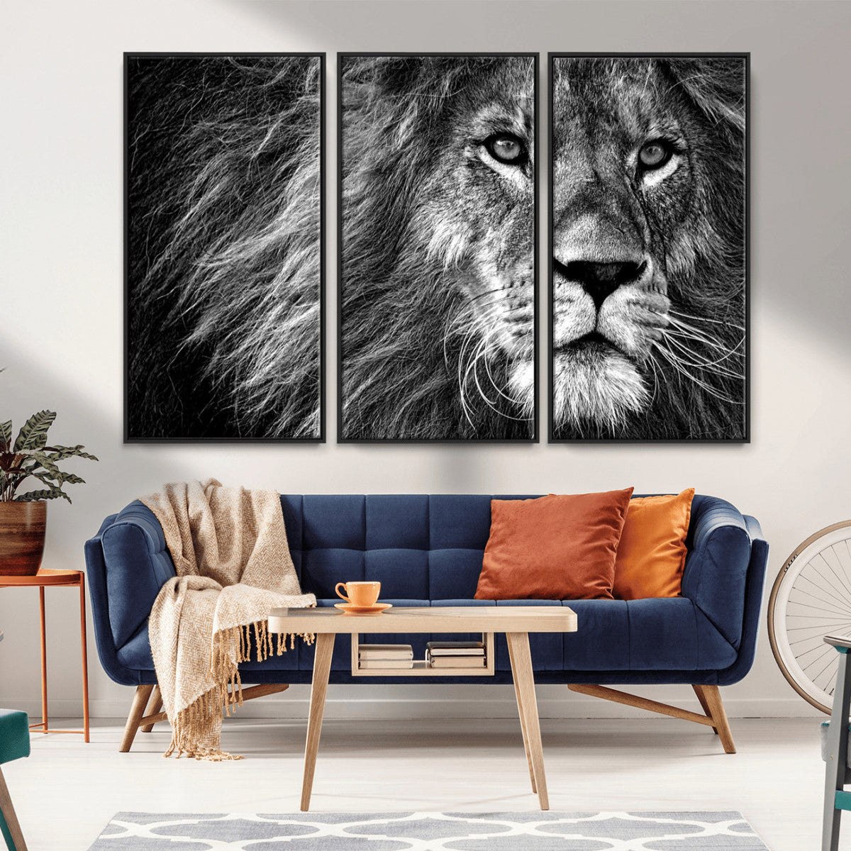 Black and White Lion Canvas Wall Art Print – Wildlife