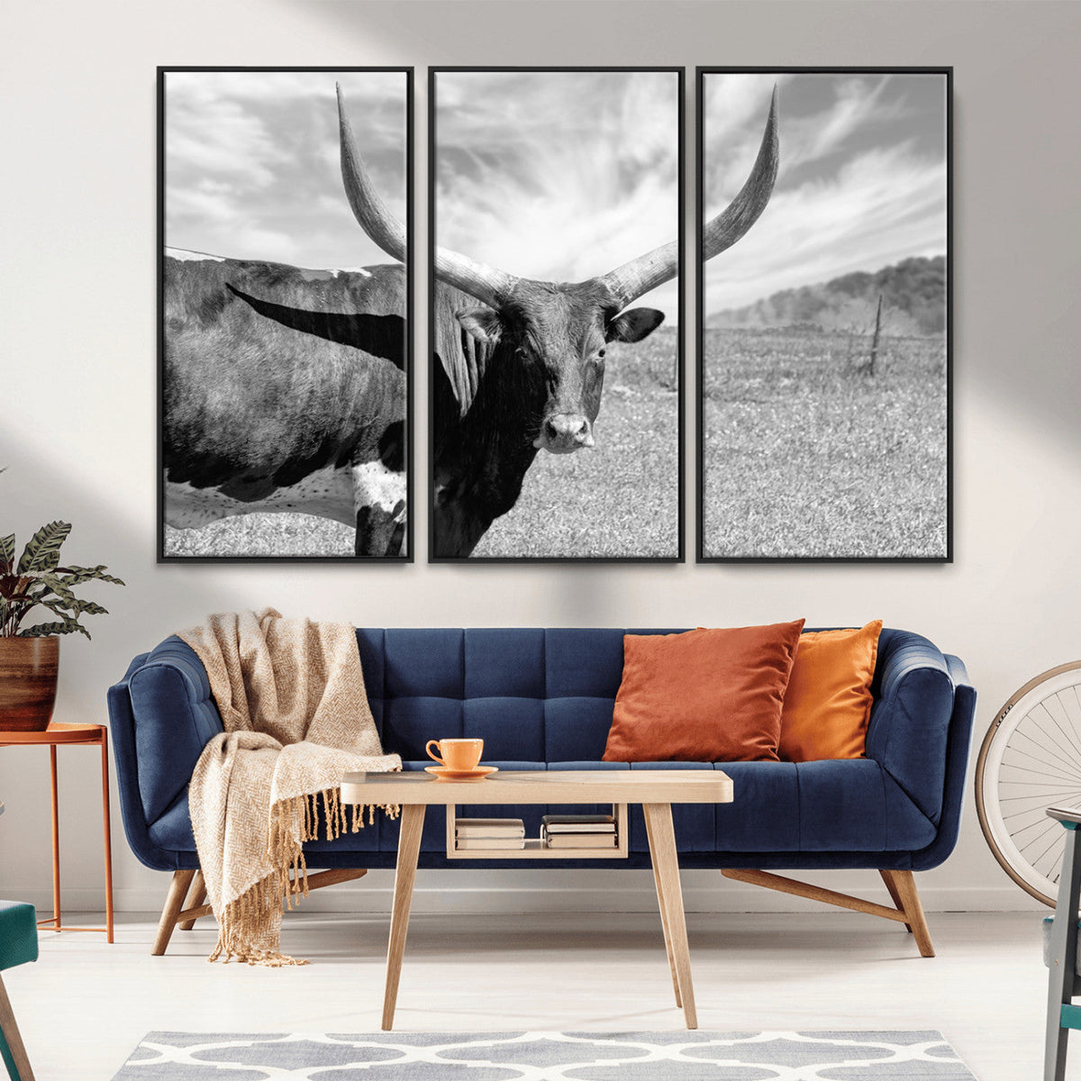 Cattle Wall Art Longhorn Cow Canvas Print