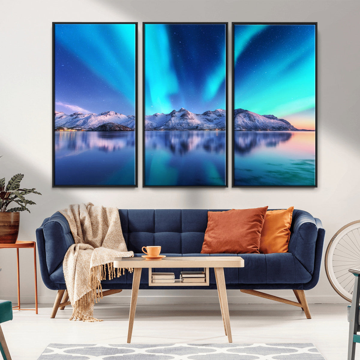 Northern Lights above Mountain Wall Art, Northern Lights