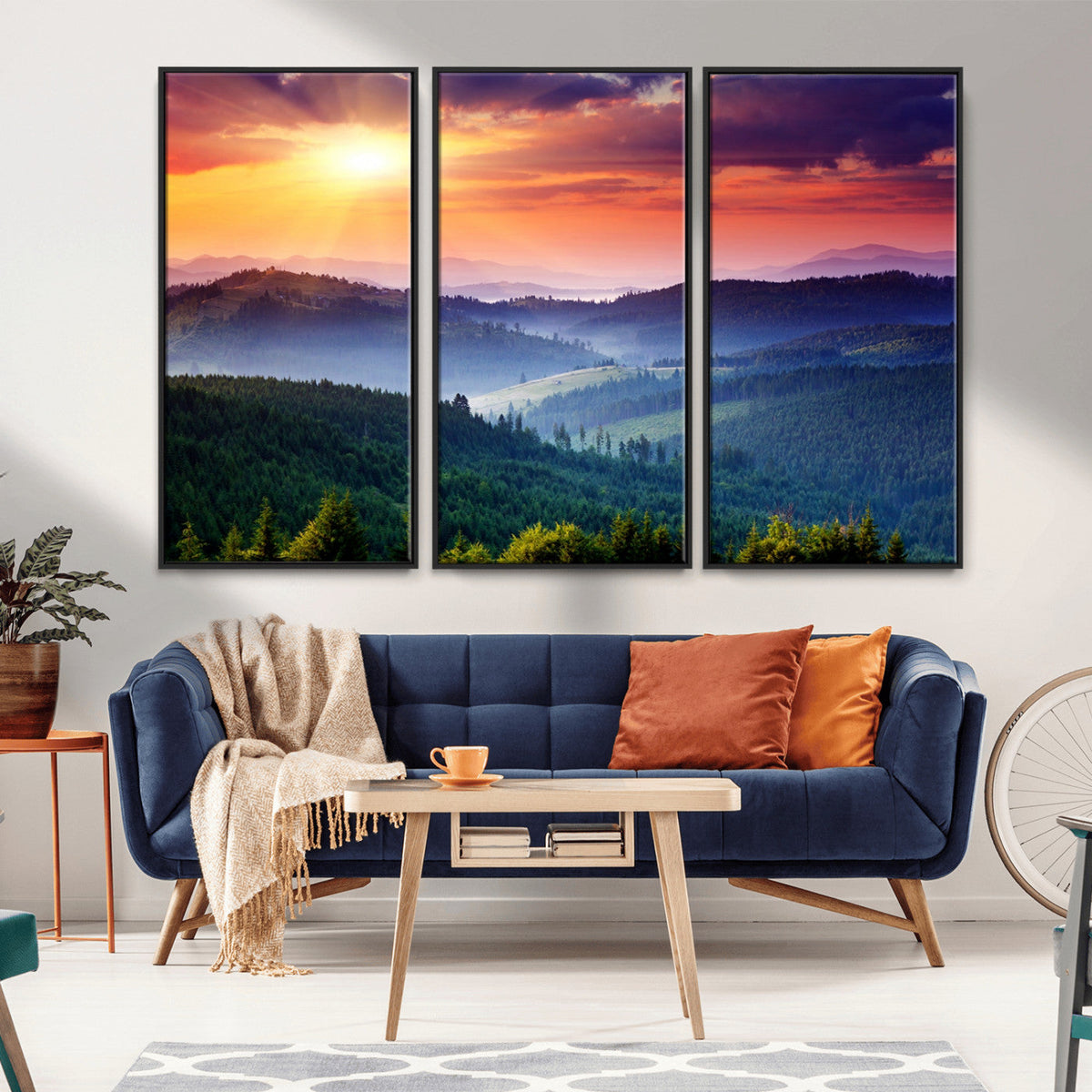 Mountain and Sunset Wall Art Canvas Print