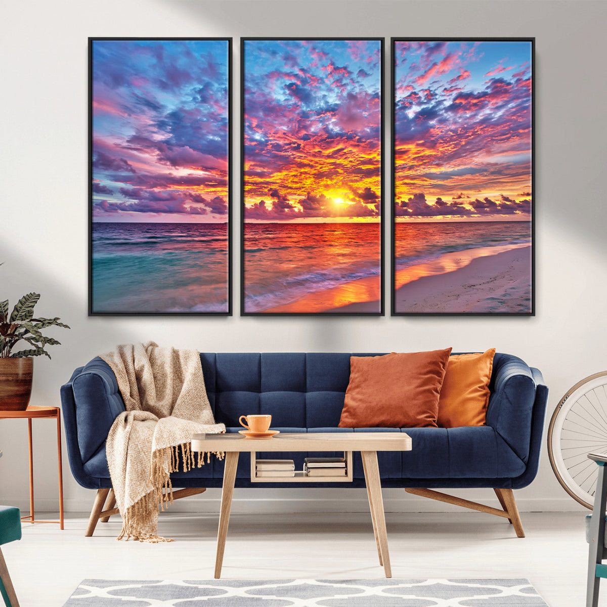 Vibrant Sunset Beach Wall Art - Ocean Sunset Canvas Print |