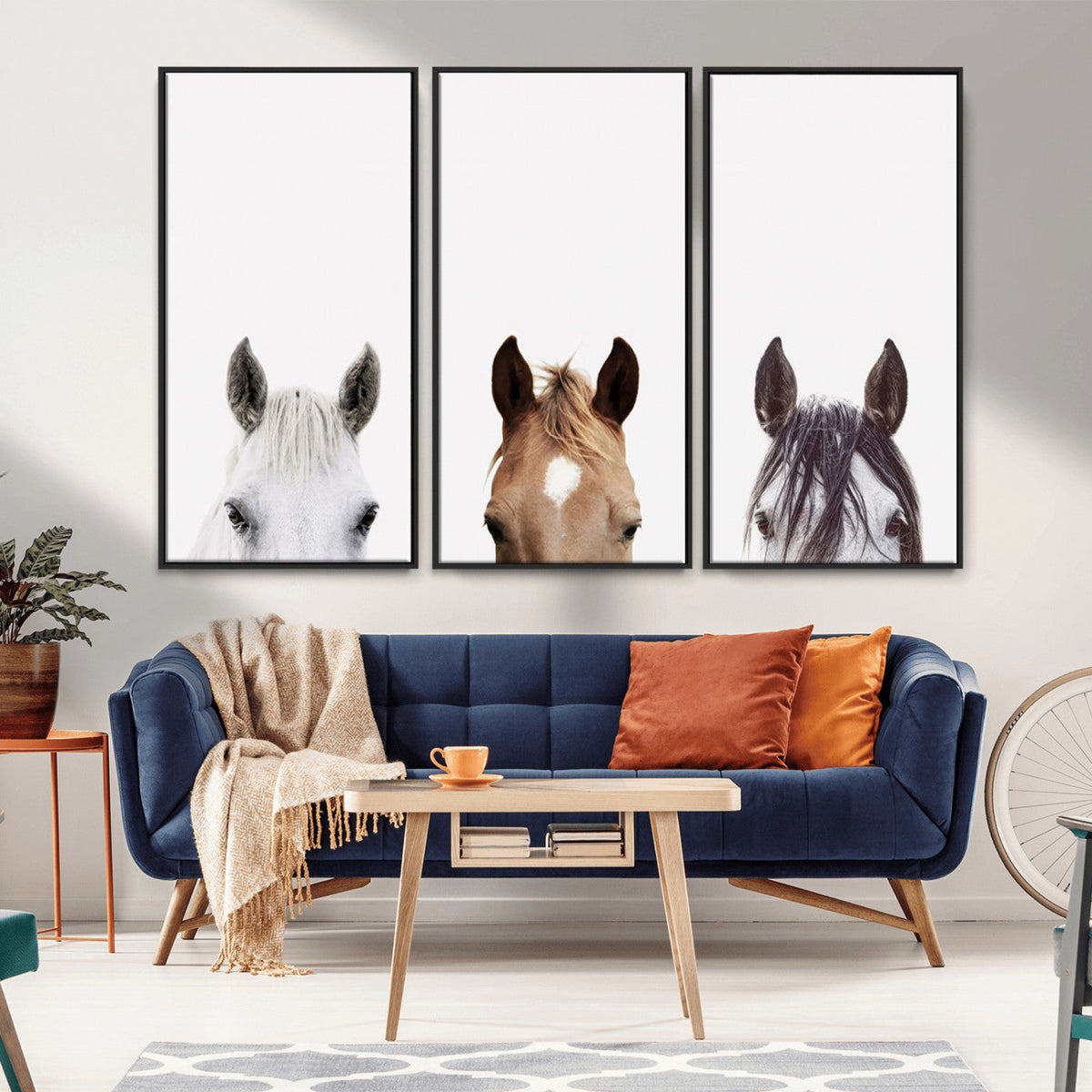 Horse Prints Set, Set of 3 Horse Wall Art, Horses Portraits,