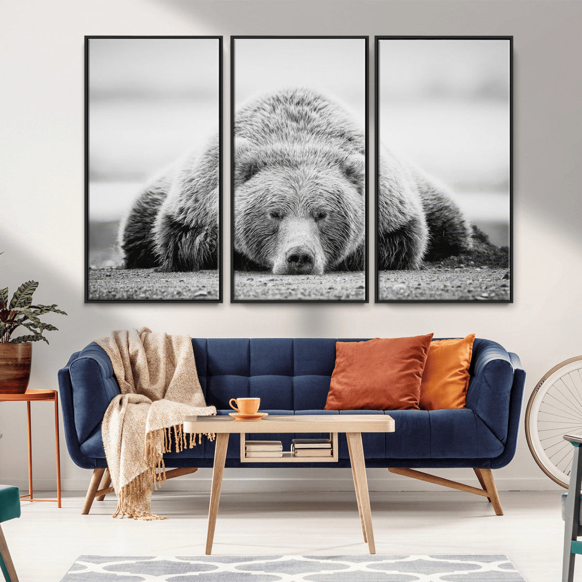 Resting Grizzly Bear Wall Art Canvas Print – Majestic Lazy