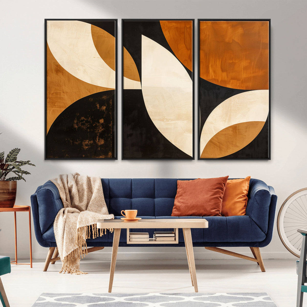 Geometric Abstract Wall Art Canvas Print, Mid Century Modern