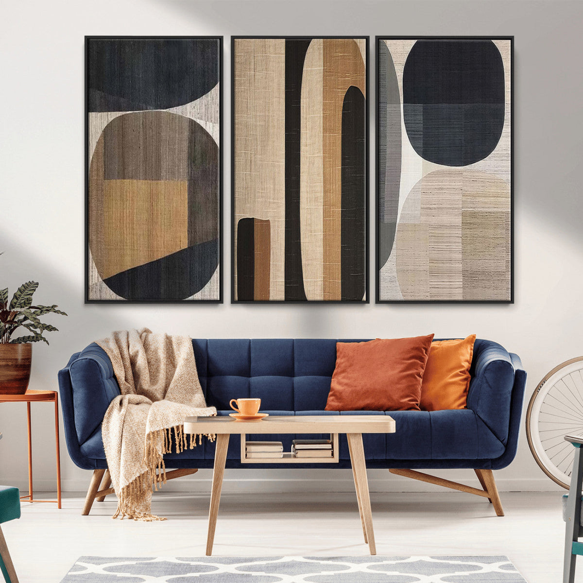 Abstract Minimalist Canvas Wall Art - Neutral Geometric