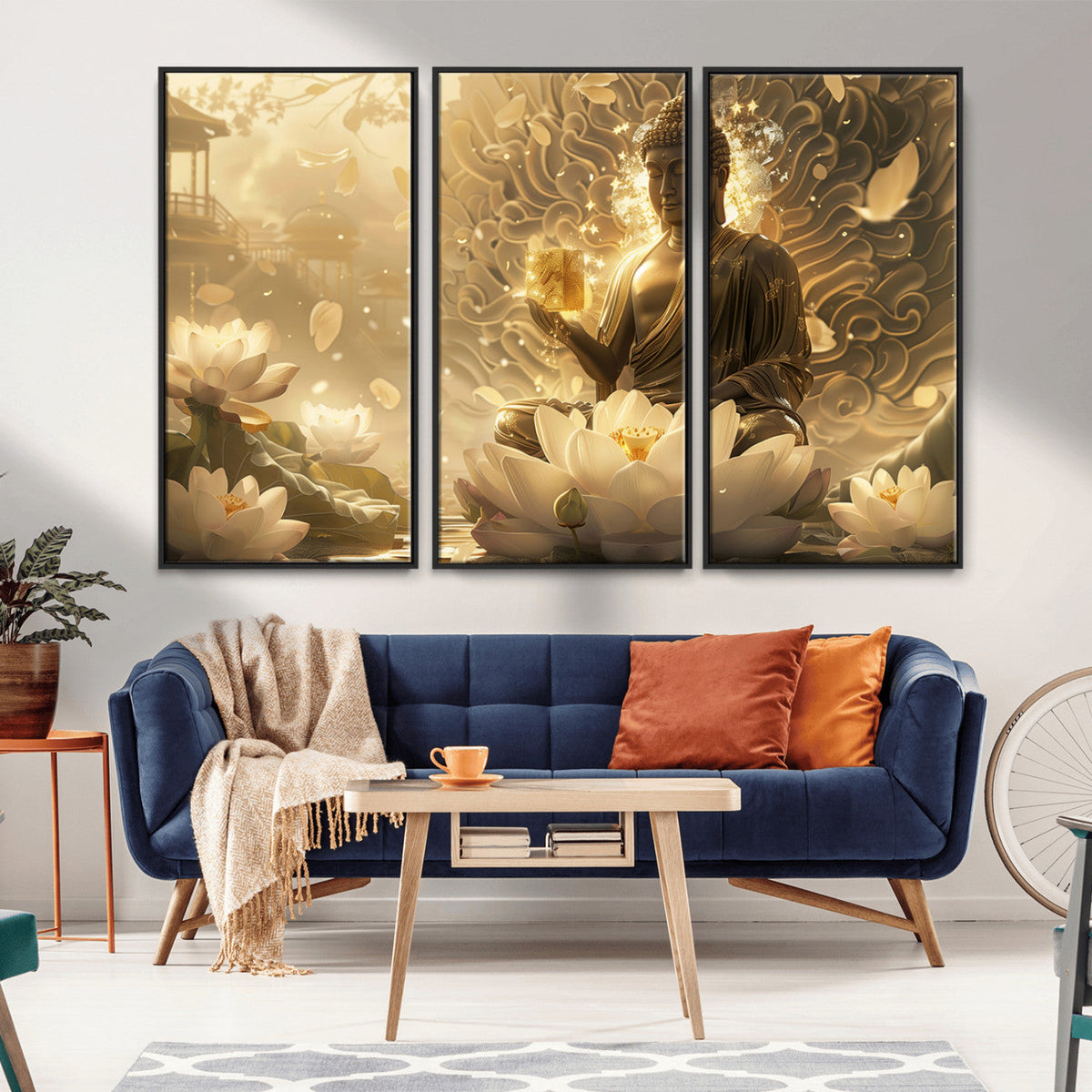 Golden Buddha Wall Art | Yoga Room Decor and Meditation Room