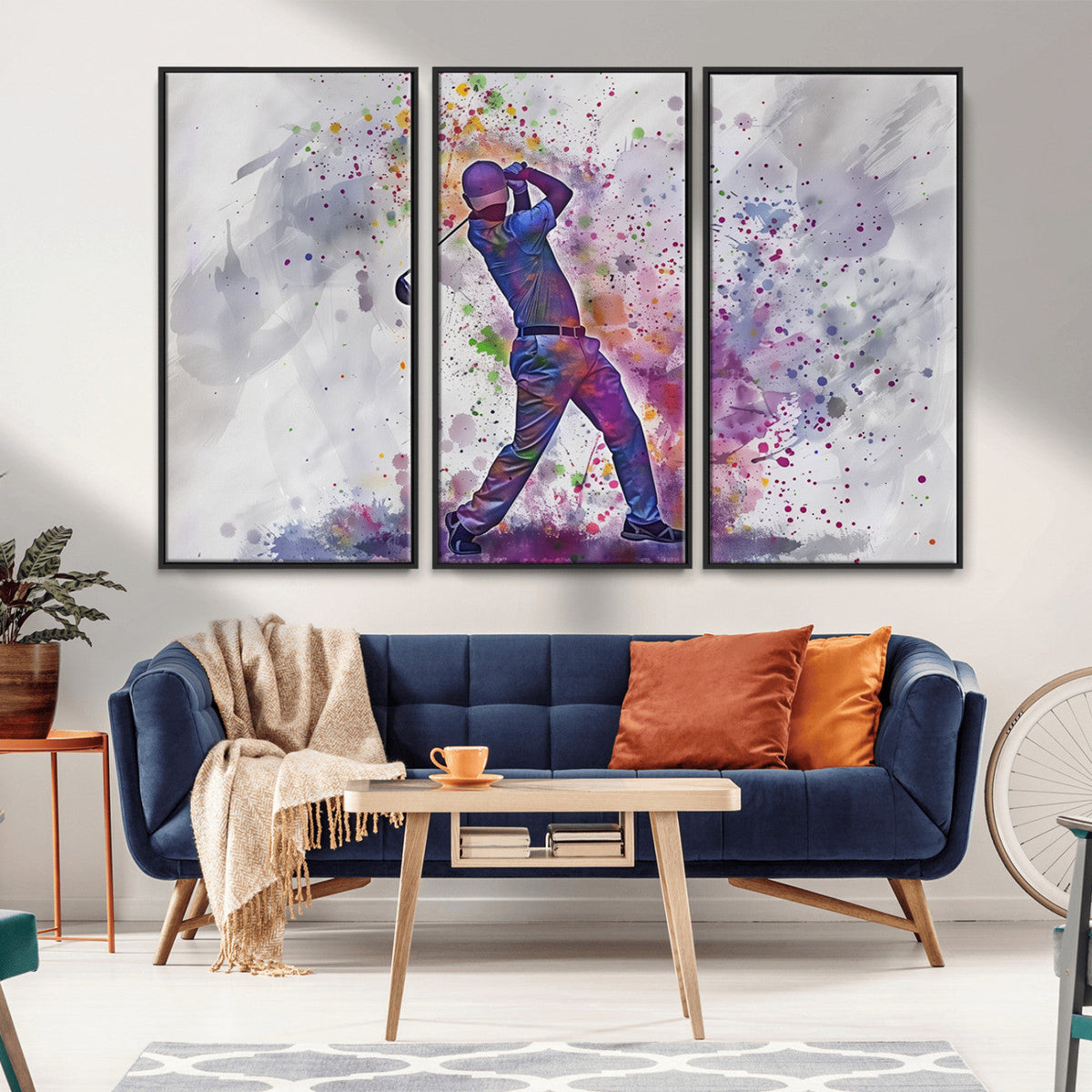 Watercolor Golf Swing Wall Art Canvas Print | Vibrant