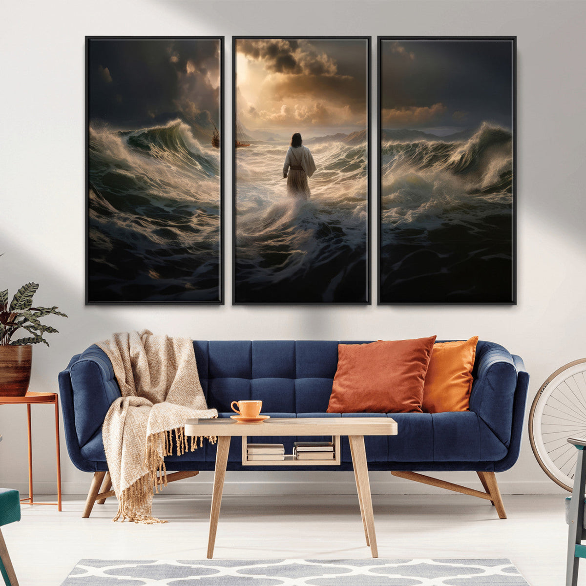 Jesus Walking on Water Wall Art Canvas Print - Religious