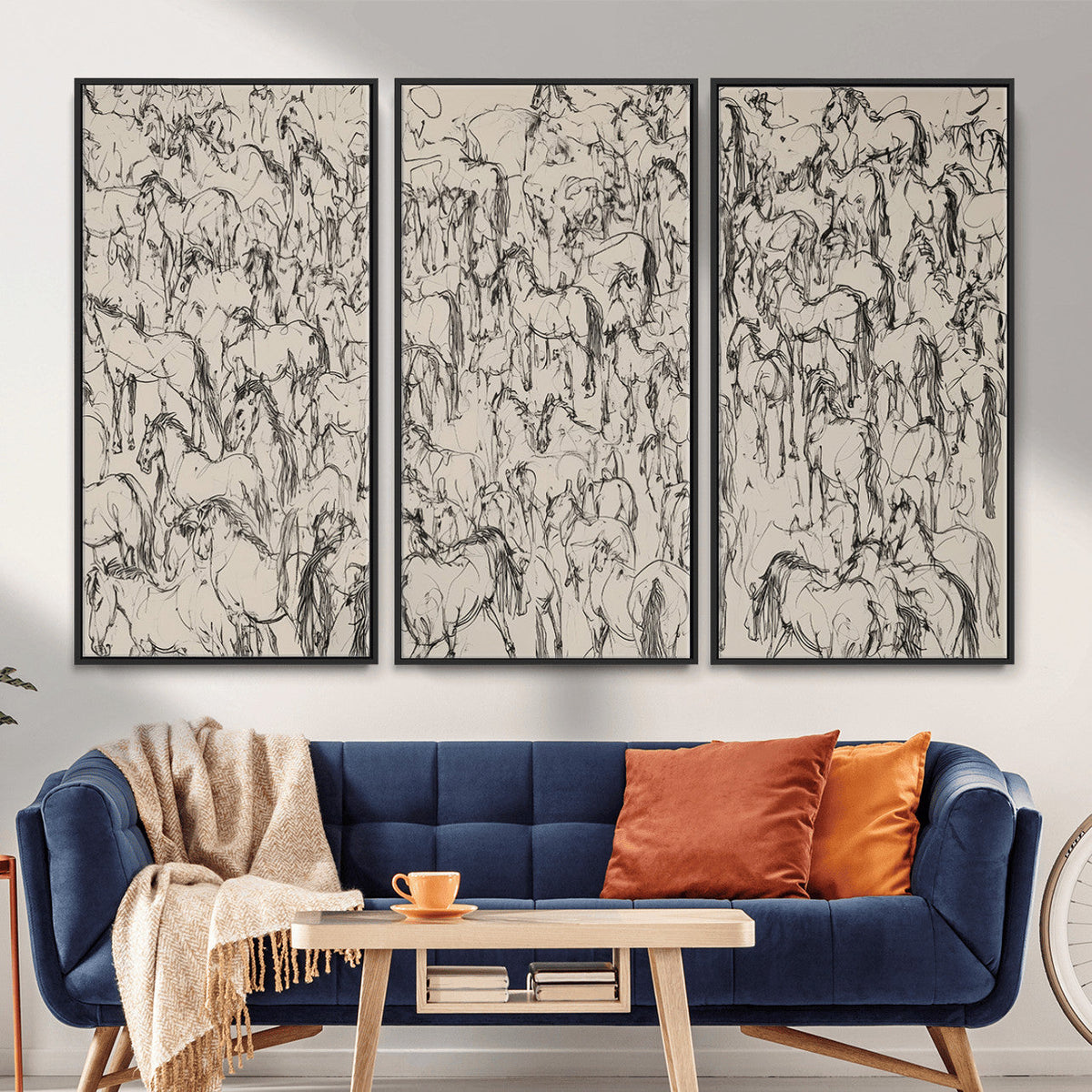 Abstract Horse Sketch Wall Art | Ready to Hang and Framed |