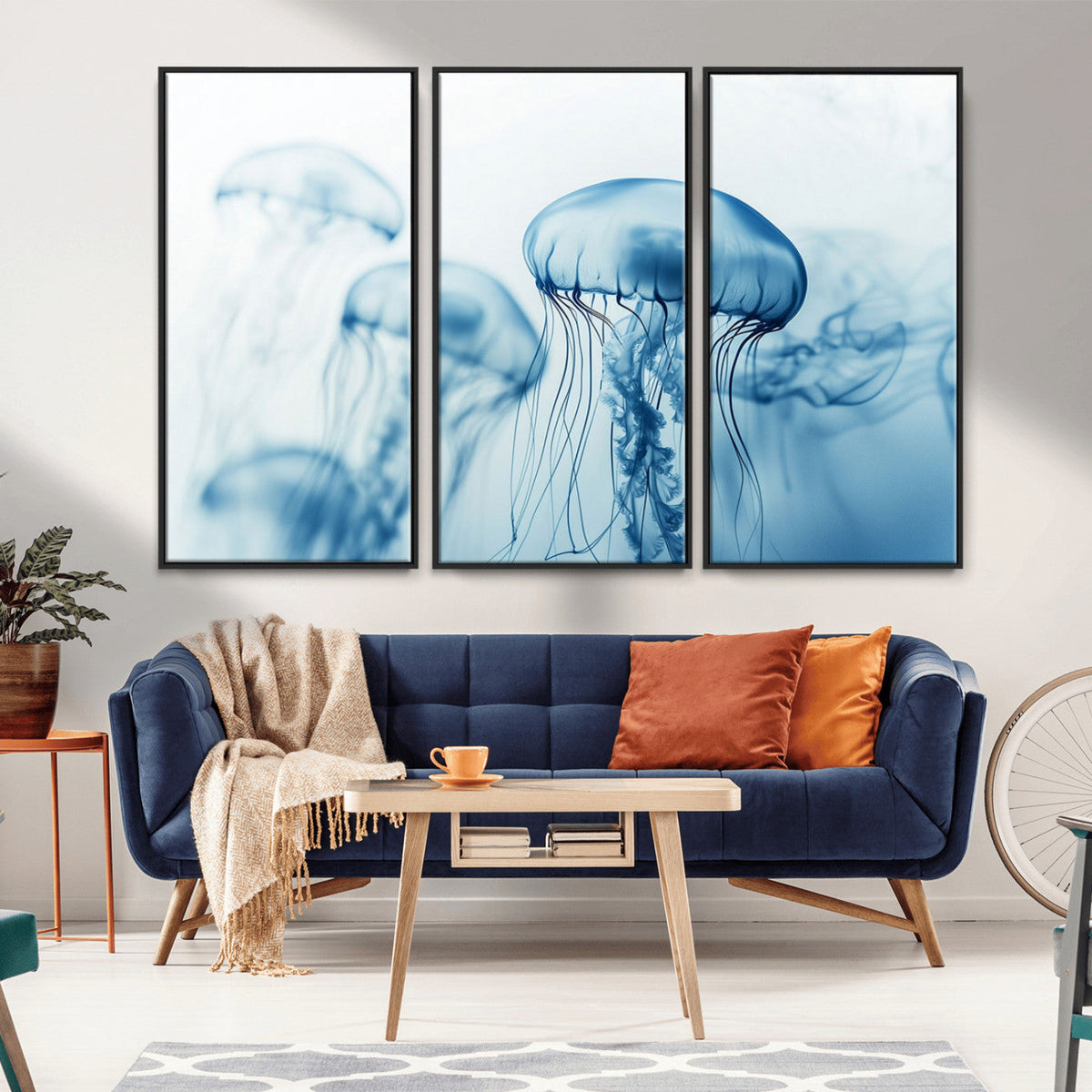 Blue Jellyfish Wall Art Canvas Print