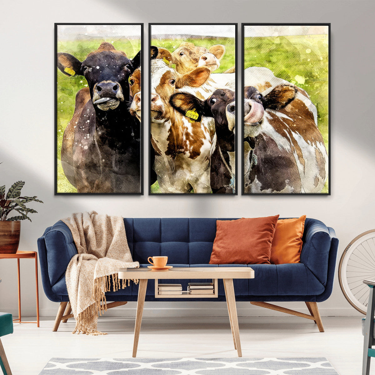 Curious Cows Farmhouse Wall Art | Ready to Hang and Framed