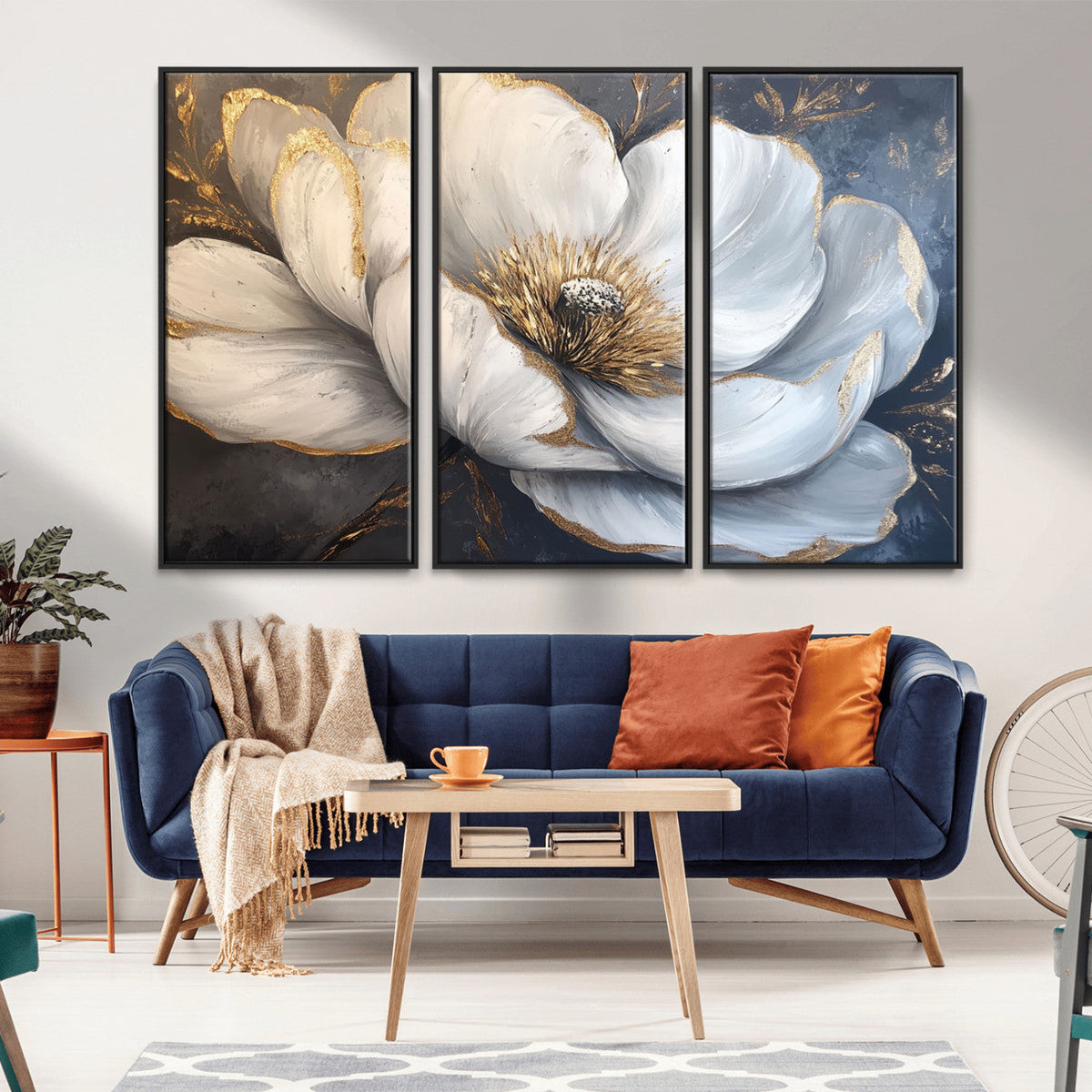 White Magnolia Flower Wall Art Canvas Print | Abstract