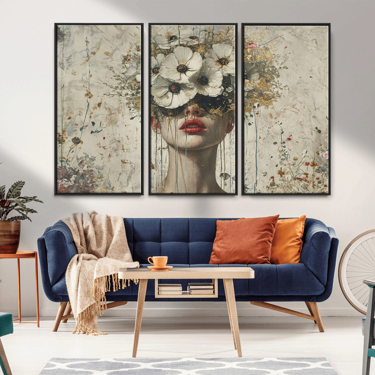 Abstract Floral Women Patel Wall Art Canvas Print
