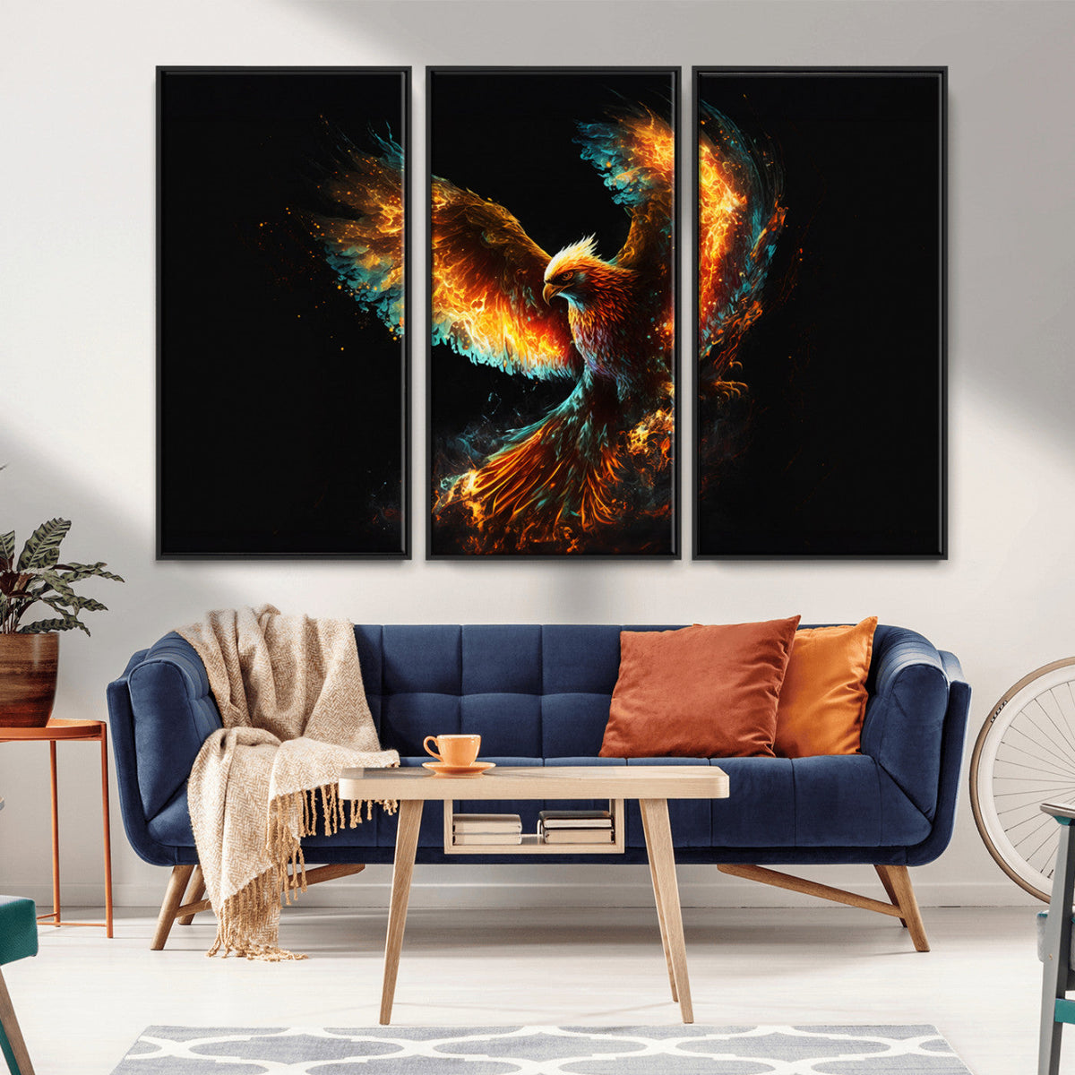 Fiery Phoenix Canvas Print | Ready to Hang Wall Art | Bold