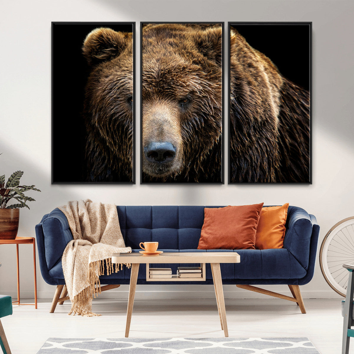 Grizzly Brown Bear Canvas Wall Art, Wildlife Animal Canvas
