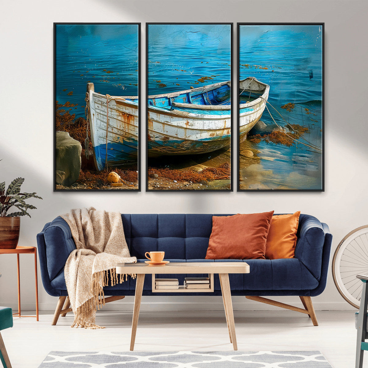 Vintage Boat on Tranquil Waters | Coastal Wall Art for