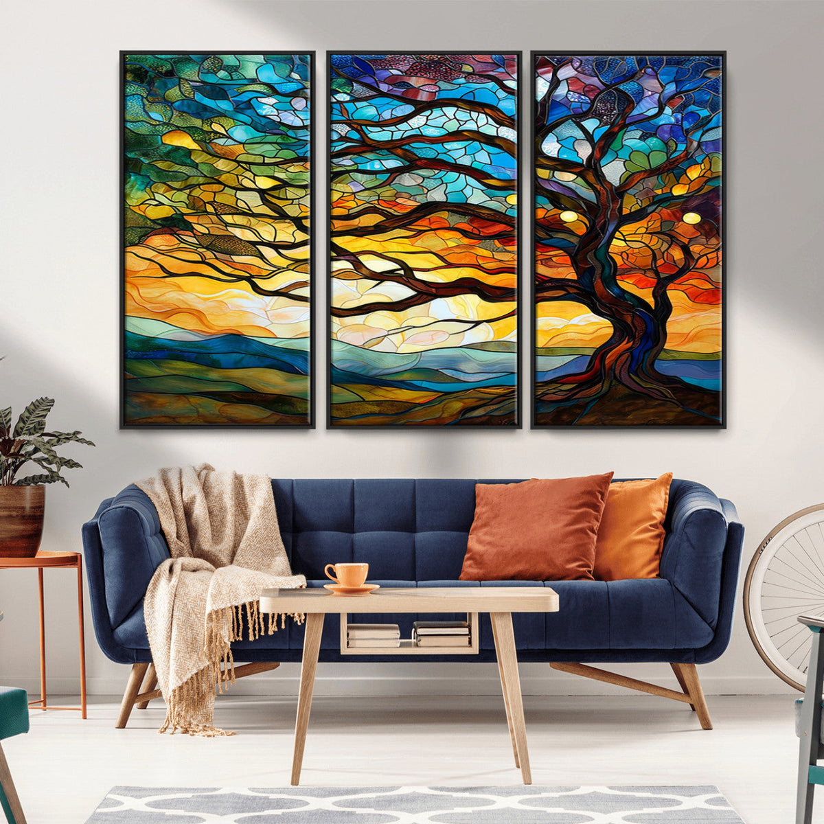 Vibrant Mosaic Tree of Life Wall Art | Stained Glass Style