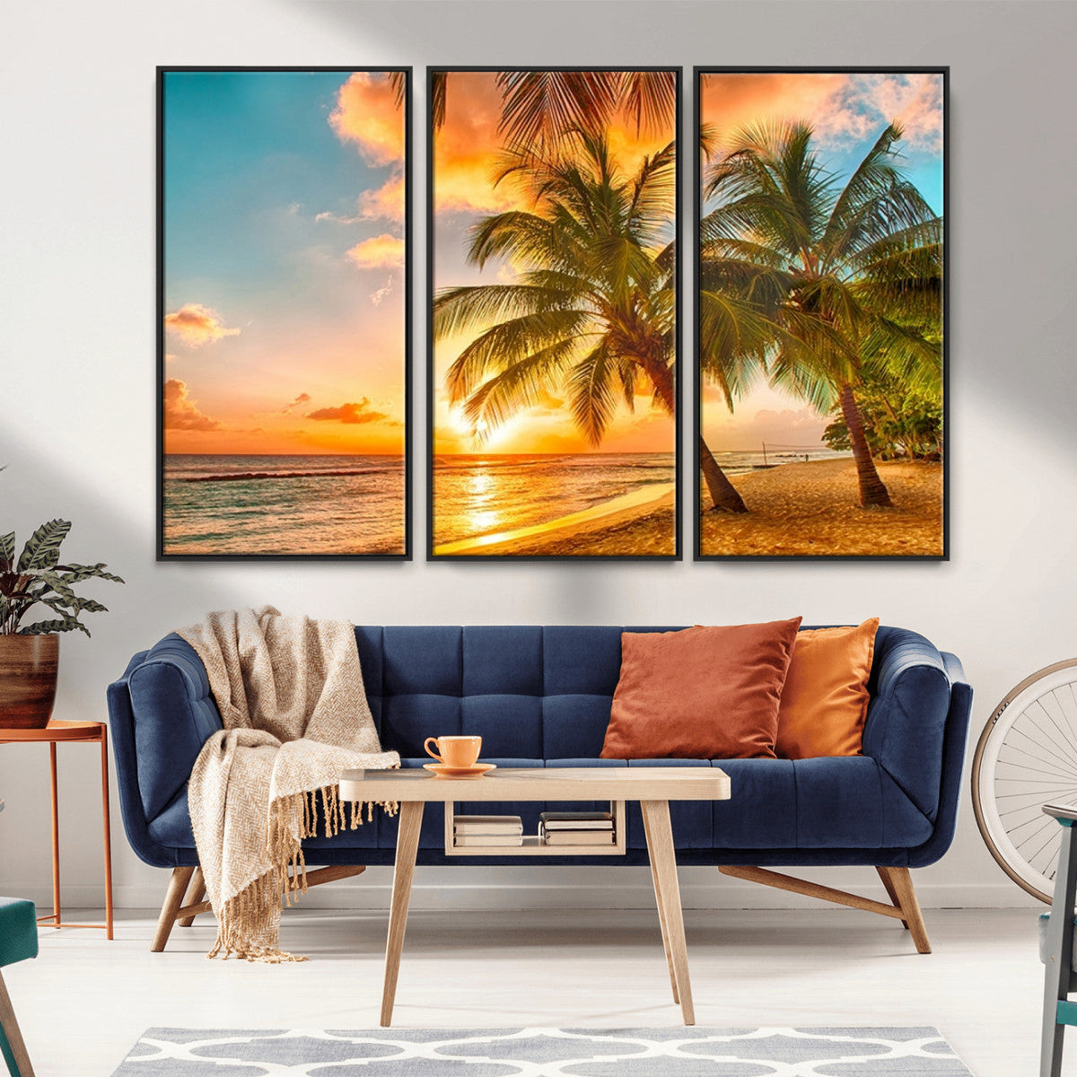 Tropical Sunset Beach Canvas Wall Art Print – Vibrant Palm
