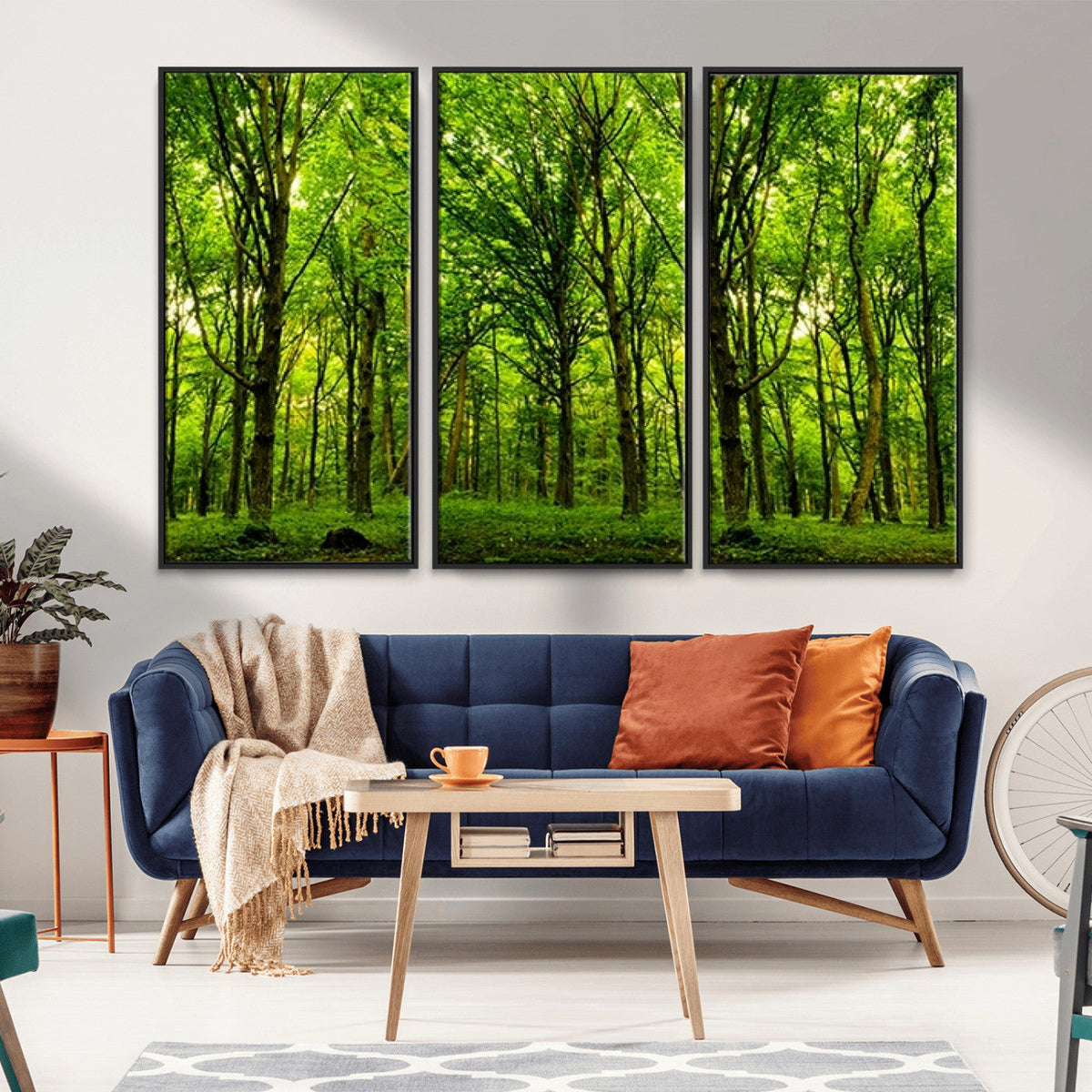 Lush Green Forest Canvas Print | 3-Panel Forest Wall Art |