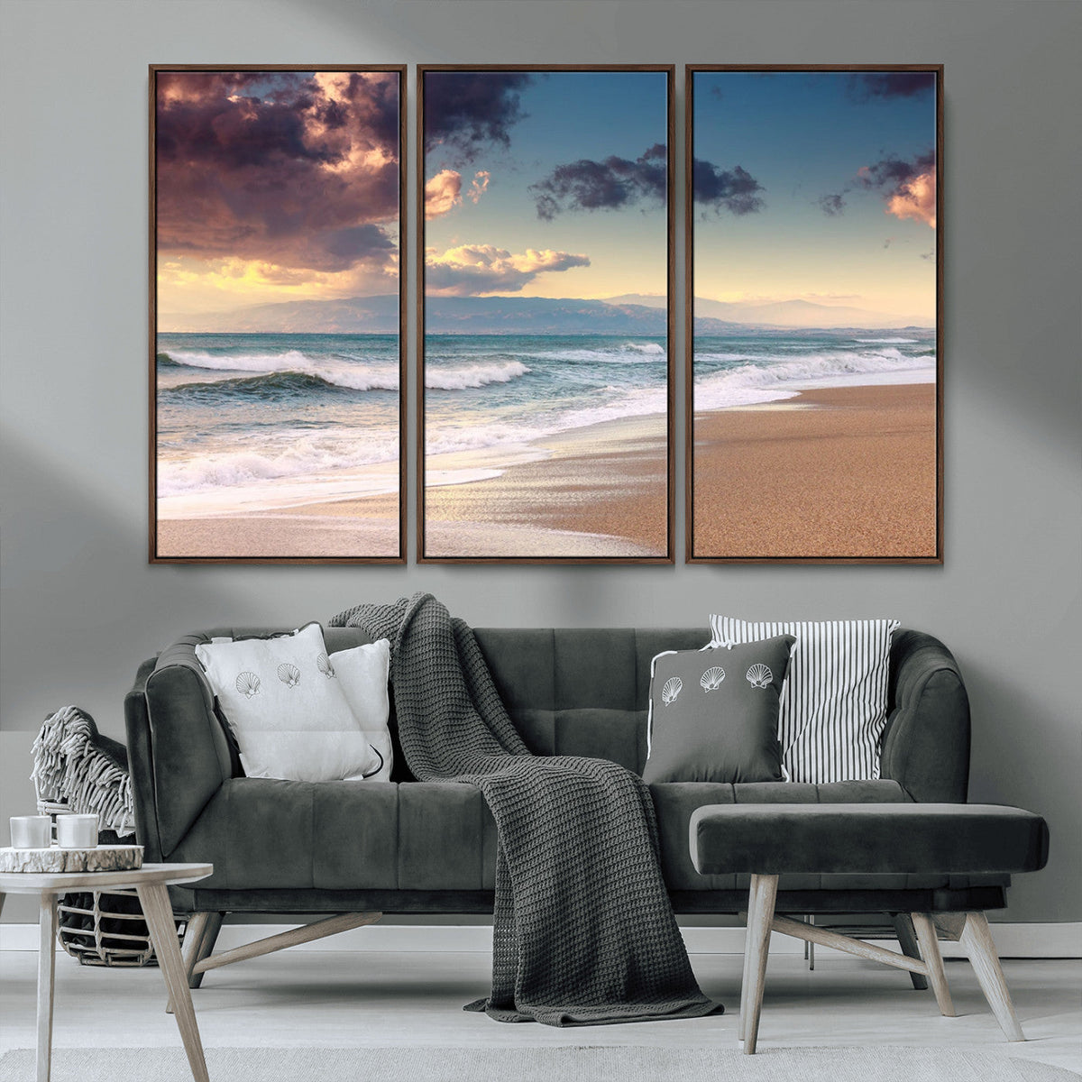 Cloudy Weather Beach Sunset Canvas Print | Sunrise Wall Art