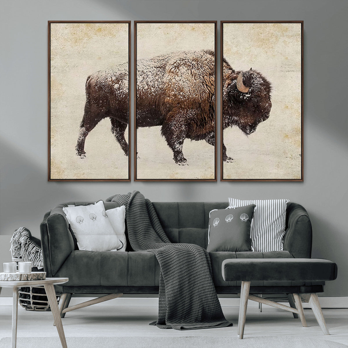 Buffalo Wall Art, Western Bison Canvas Print, Rustic Buffalo