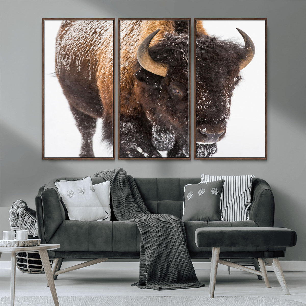 Bison Wall Art Canvas Print For Farmhouse, Wild Animal Wall