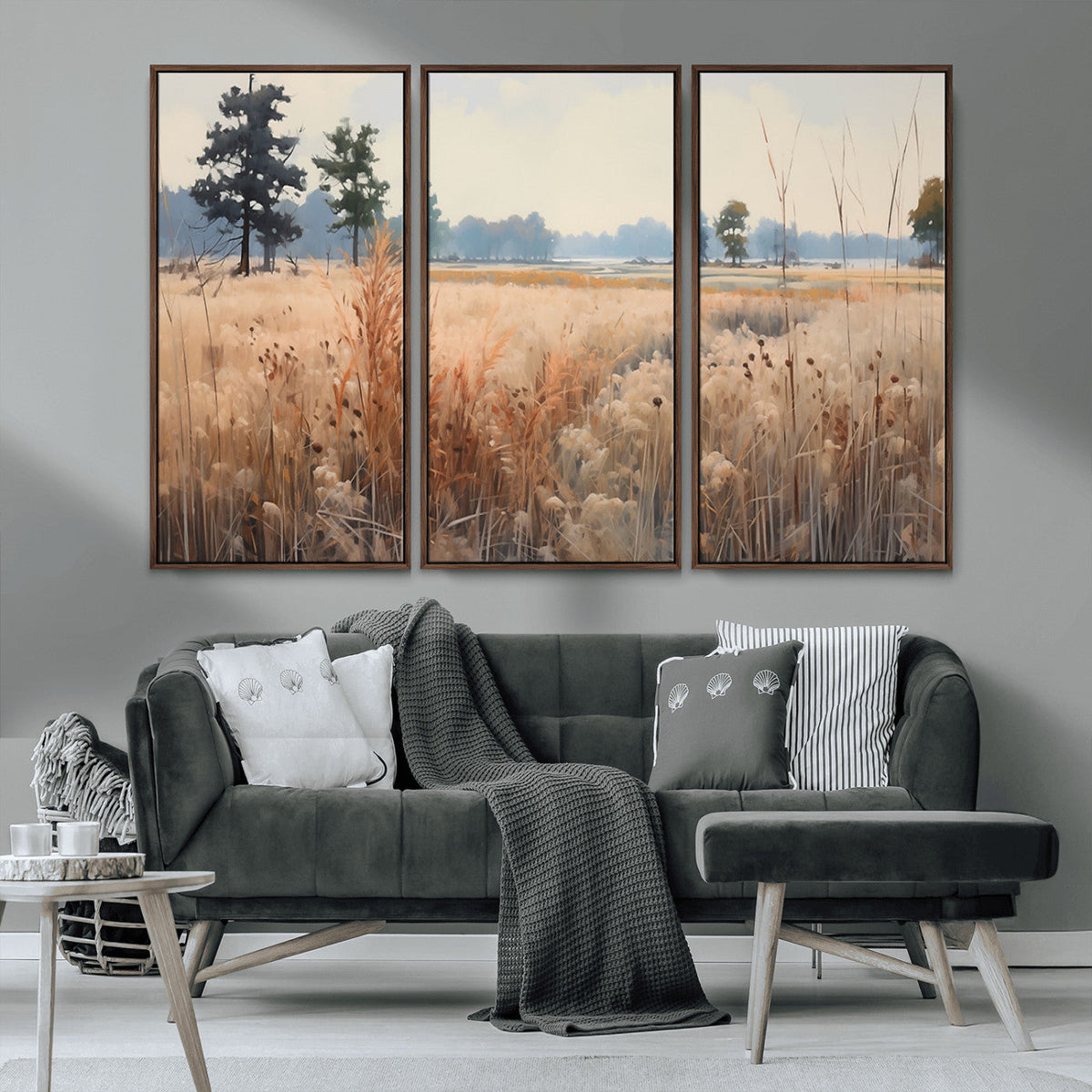 Golden Fields Canvas Wall Art Print – Serene Landscape of