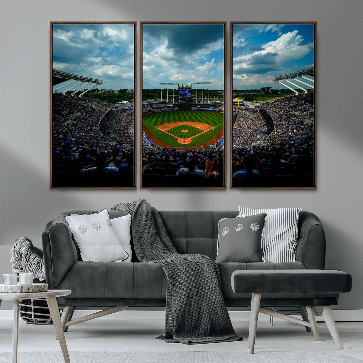 3-Panel Kauffman Stadium Wall Art Print | Large Kansas City