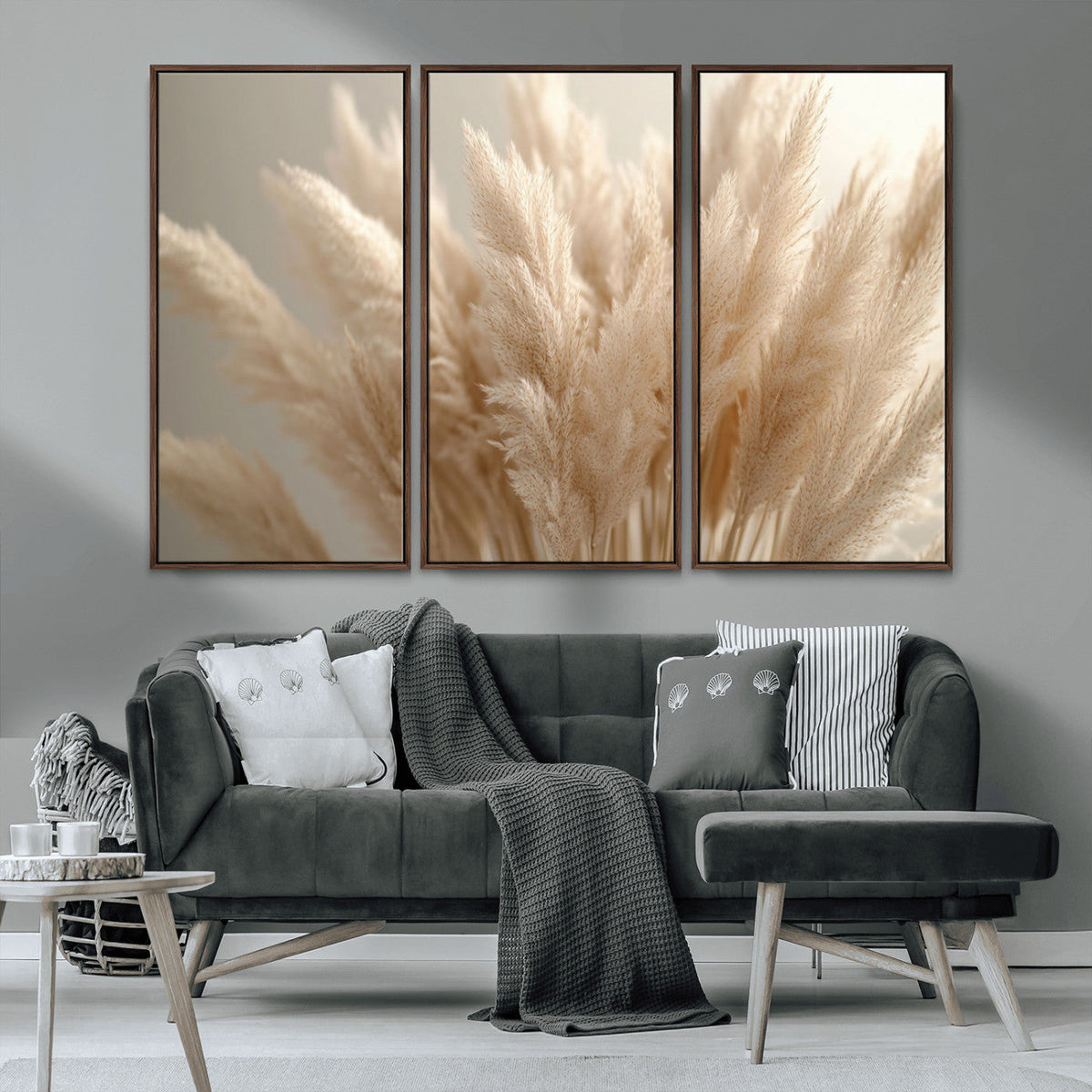 Pampas Grass Canvas Wall Art - Elegant Neutral Decor for