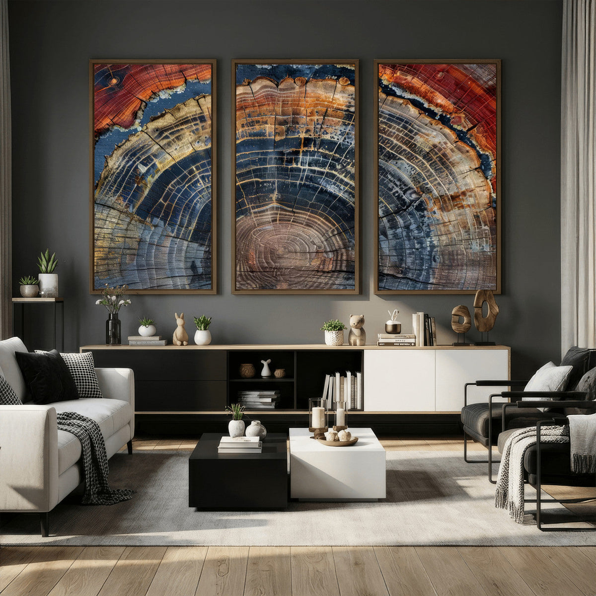 Abstract Tree Ring Wall Art Canvas Print