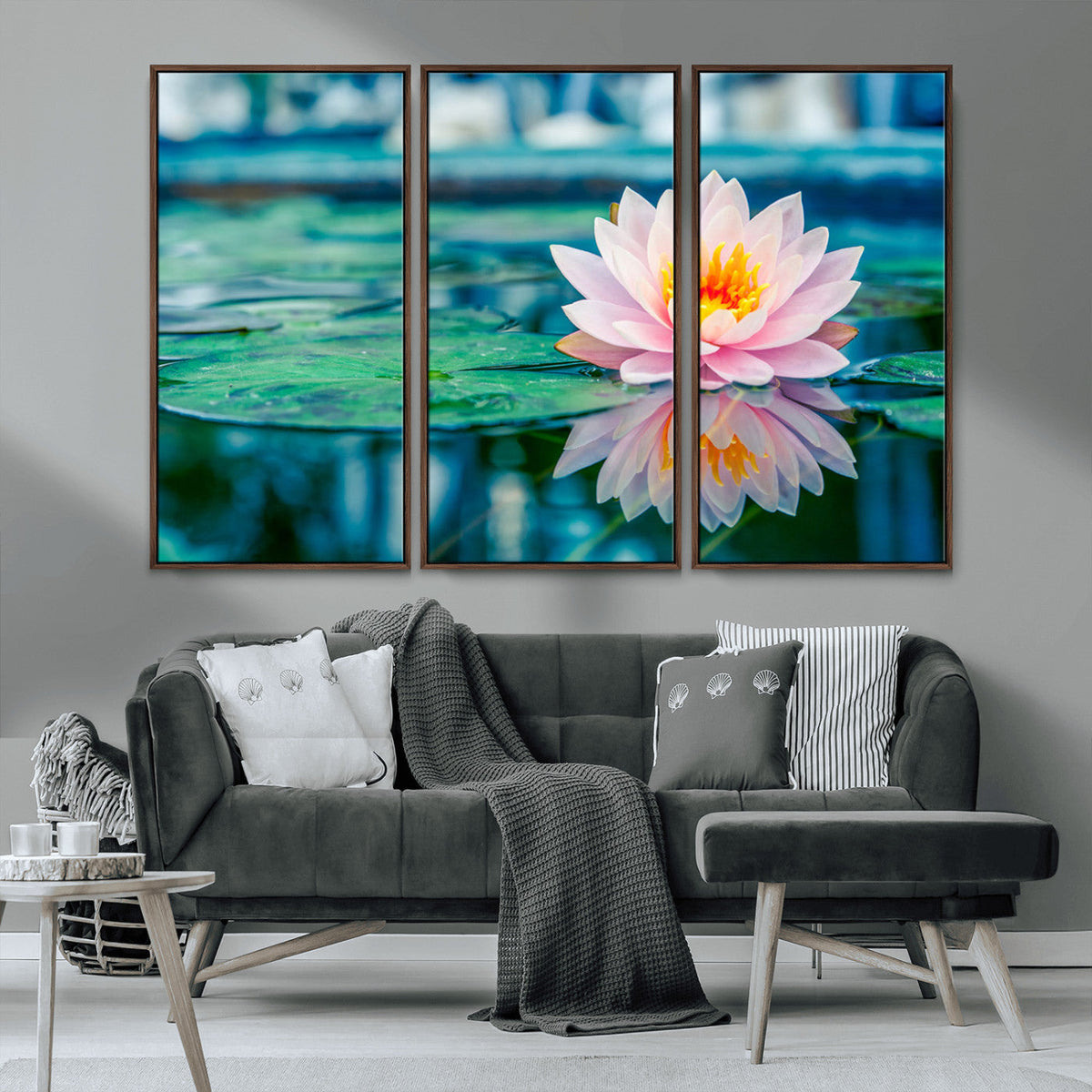 Lotus Flower Wall Art Canvas Print, Water Lily Large Wall