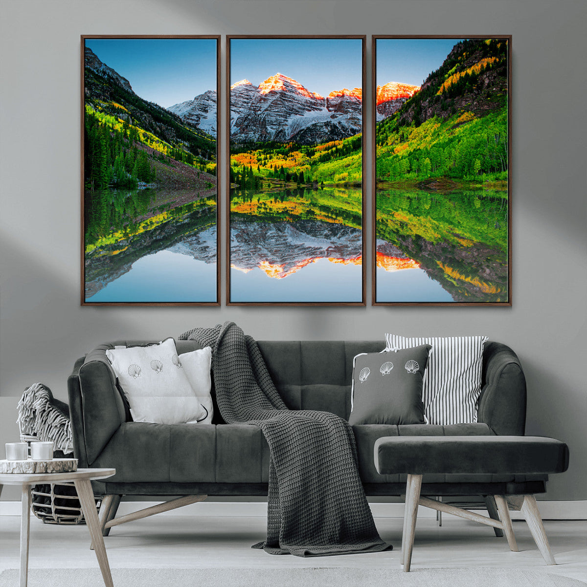 Maroon Bells Lake Wall Art Canvas Print – Framed Majestic
