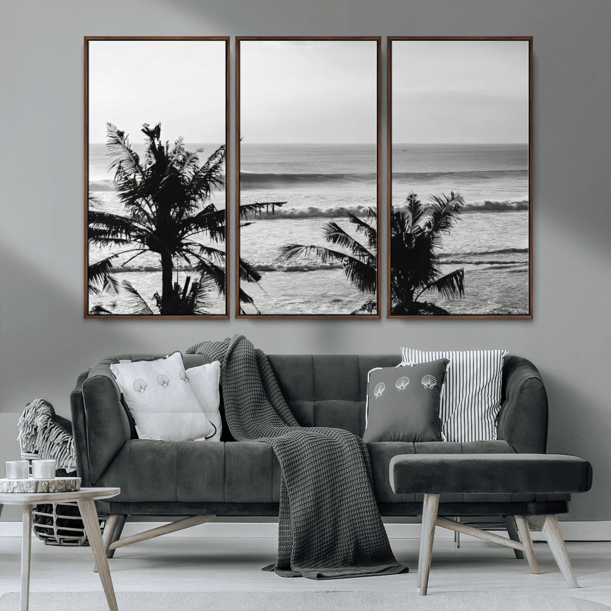 Tropical Coastline Wall Art Canvas Print – Framed Palm Trees