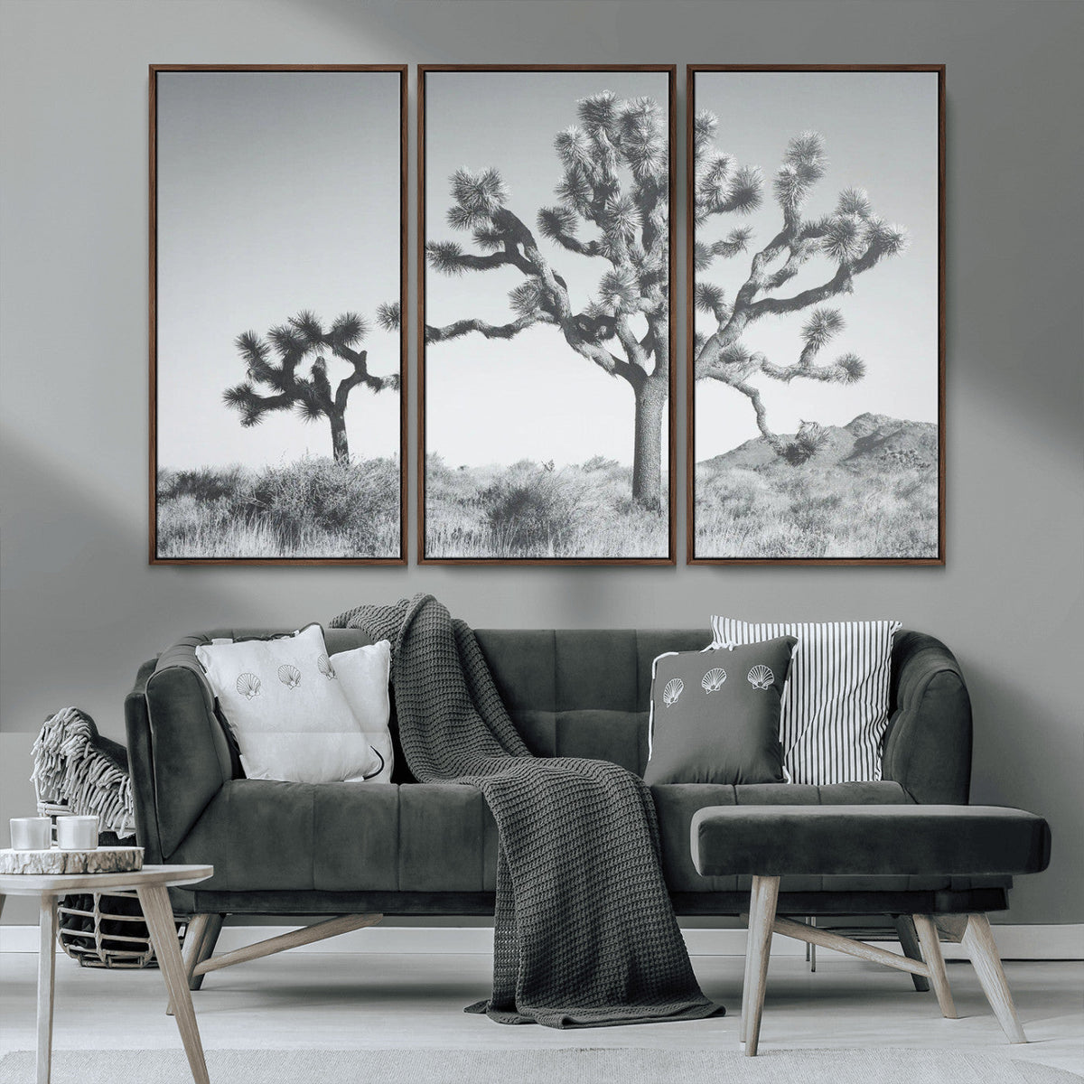 Joshua Tree Wall Art Canvas Print – Framed Black White