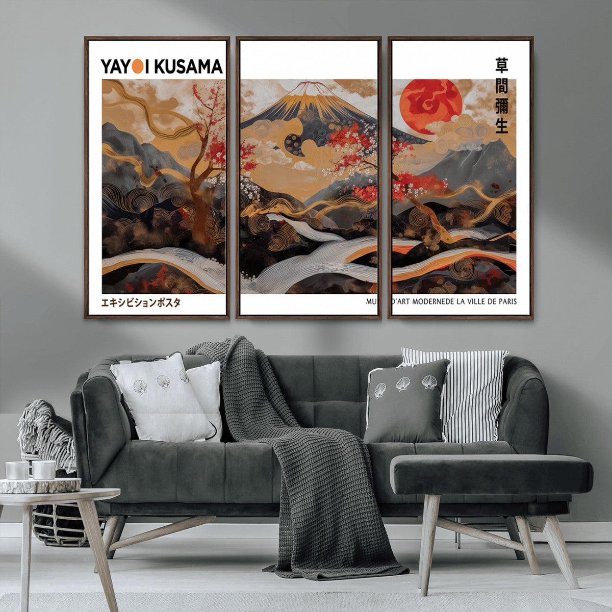 Modern Japanese Wall Art Canvas Print – Framed Abstract