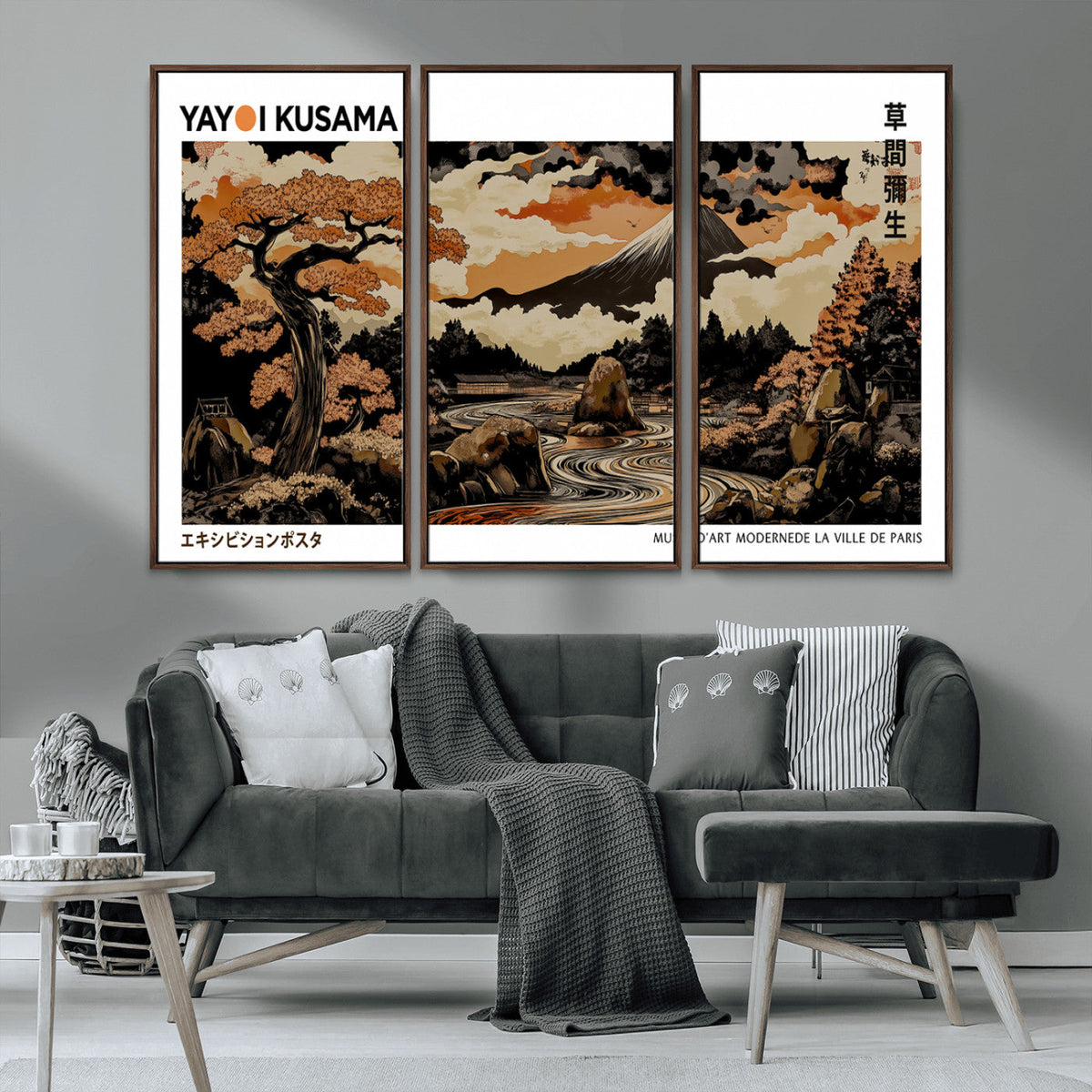 Modern Japanese Wall Art Canvas Print – Framed Abstract