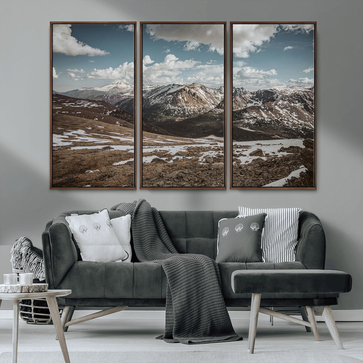 Mountain Landscape Wall Art Canvas Print – Framed Snowy