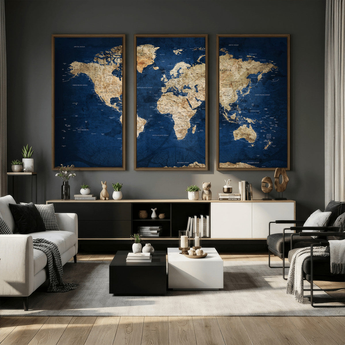 World Map Canvas Print – Framed Travel Map Wall Art for